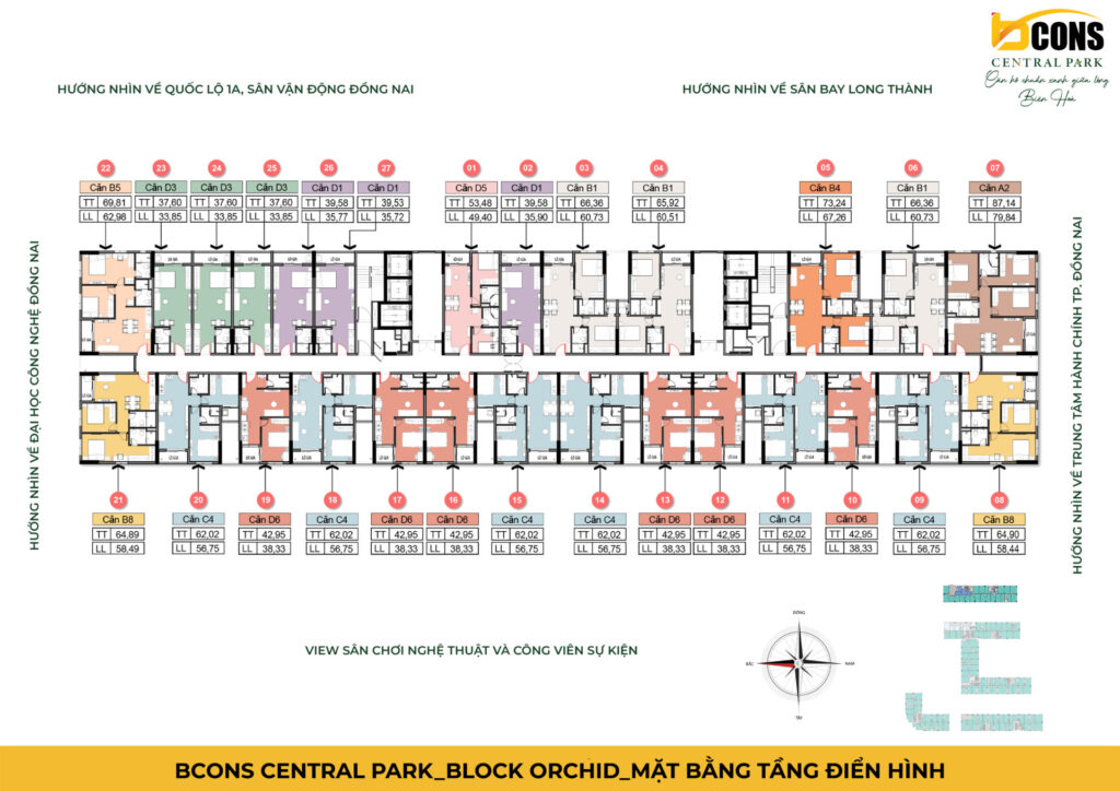 BCONS CENTRAL PARK_BLOCK ORCHID_MẶT BẰNG TẦNG ĐIỂN HÌNH